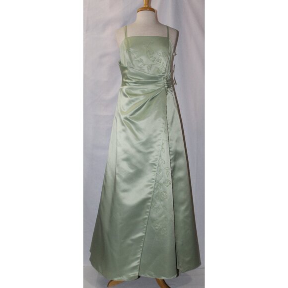 Dollar Fashion #3449 Bridal Satin Bridesmaid Formal Gown-Size XL-SAGE GREEN-NWT - Picture 2 of 5